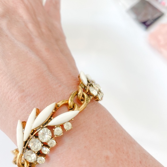 NEW white enamel bracelet. Bridal. Vintage vibes. - Picture 2 of 3